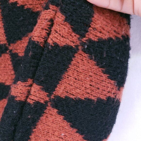 Belle by belldini Orange n Black Diamond Pattern Goth Punk Knit Sweater Size XL - Picture 11 of 16